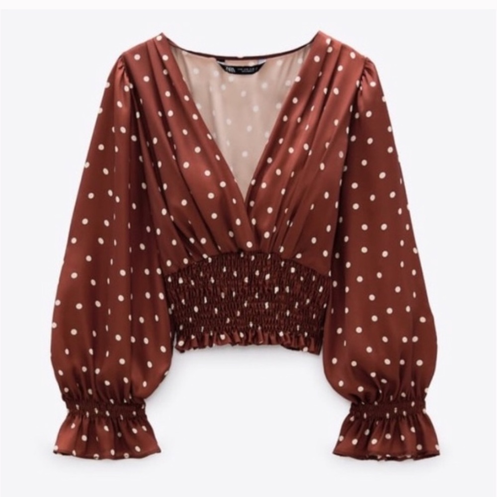 Zara polka dot crop top XS